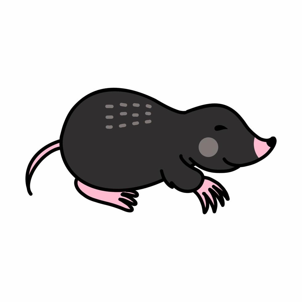 Cute mole on white background. Illustration with animals for children. vector