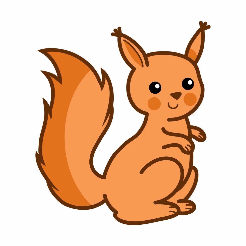 Squirrel on white background. Cute animal. Drawing for children. vector