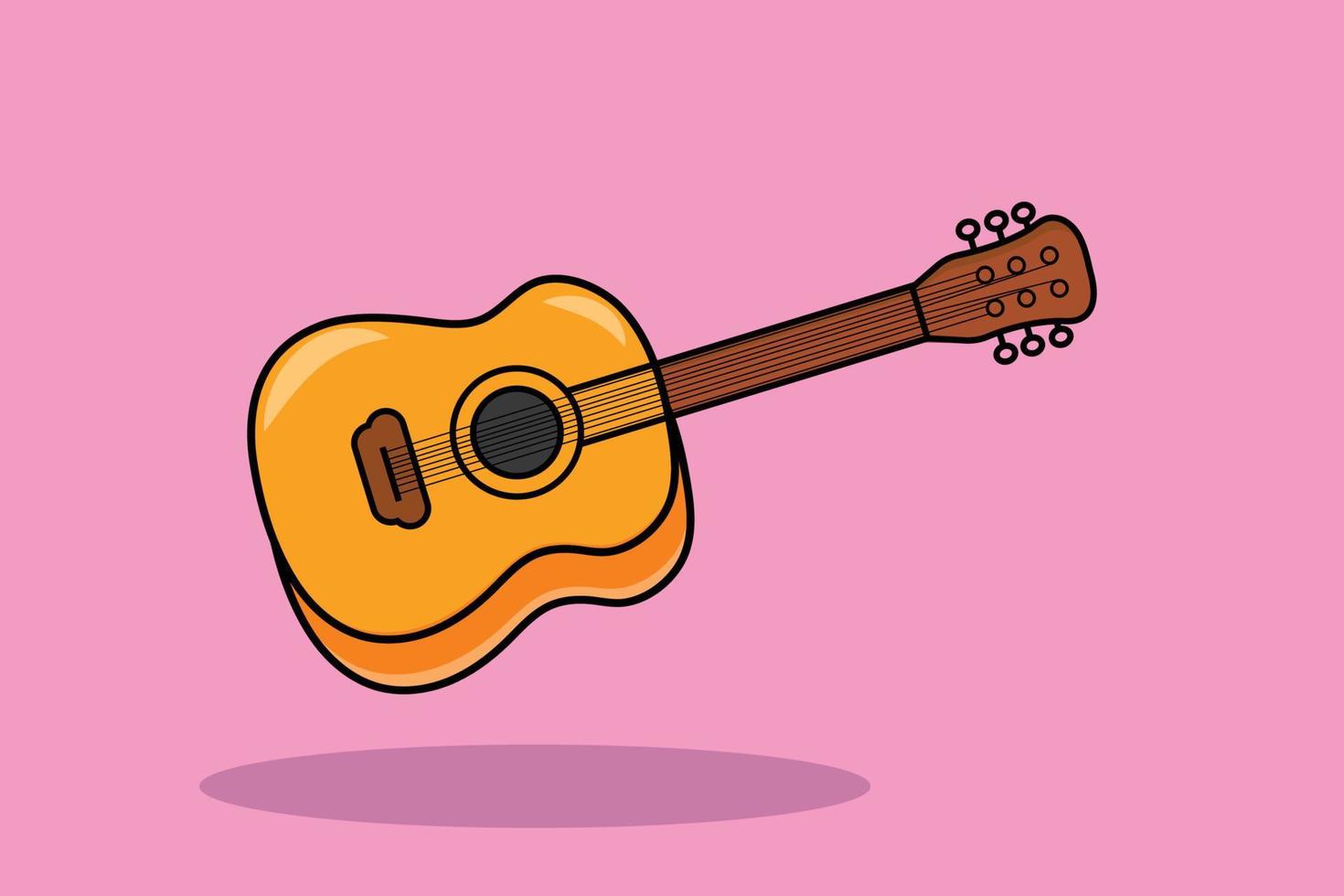 Cute guitar cartoon icon illustration. design isolated flat cartoon style vector