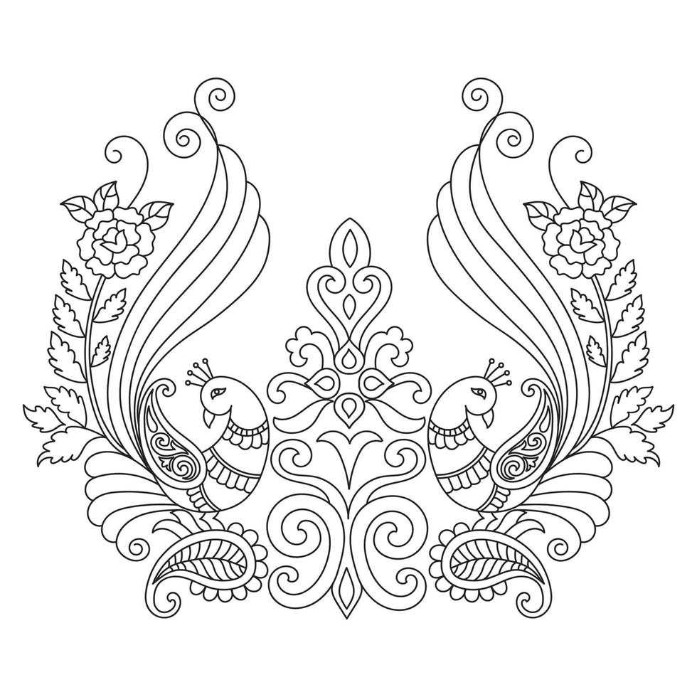 Textile Fabric design, pattern traditional, floral necklace embroidery design for fashion women clothing design for textile print. vector