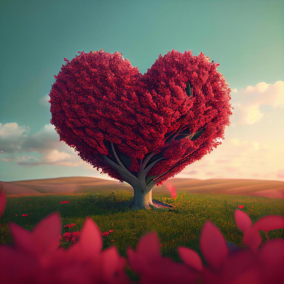 Pink Heart Shaped Tree. photo