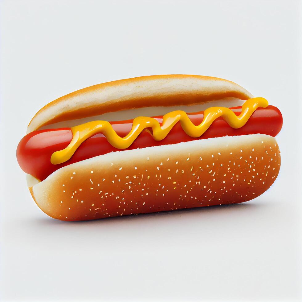 Hot dog on white background. Illustration photo