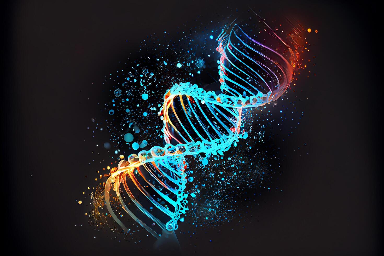 abstract lights vivid thin DNA double helix. Illustration photo