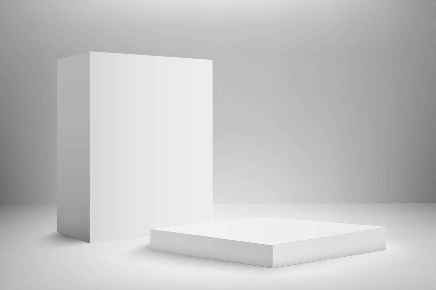 resumen 3d realista blanco vacío cuadrado podio. mínimo escena para producto monitor presentación. premio ceremonia concepto. resumen escena con podio vector