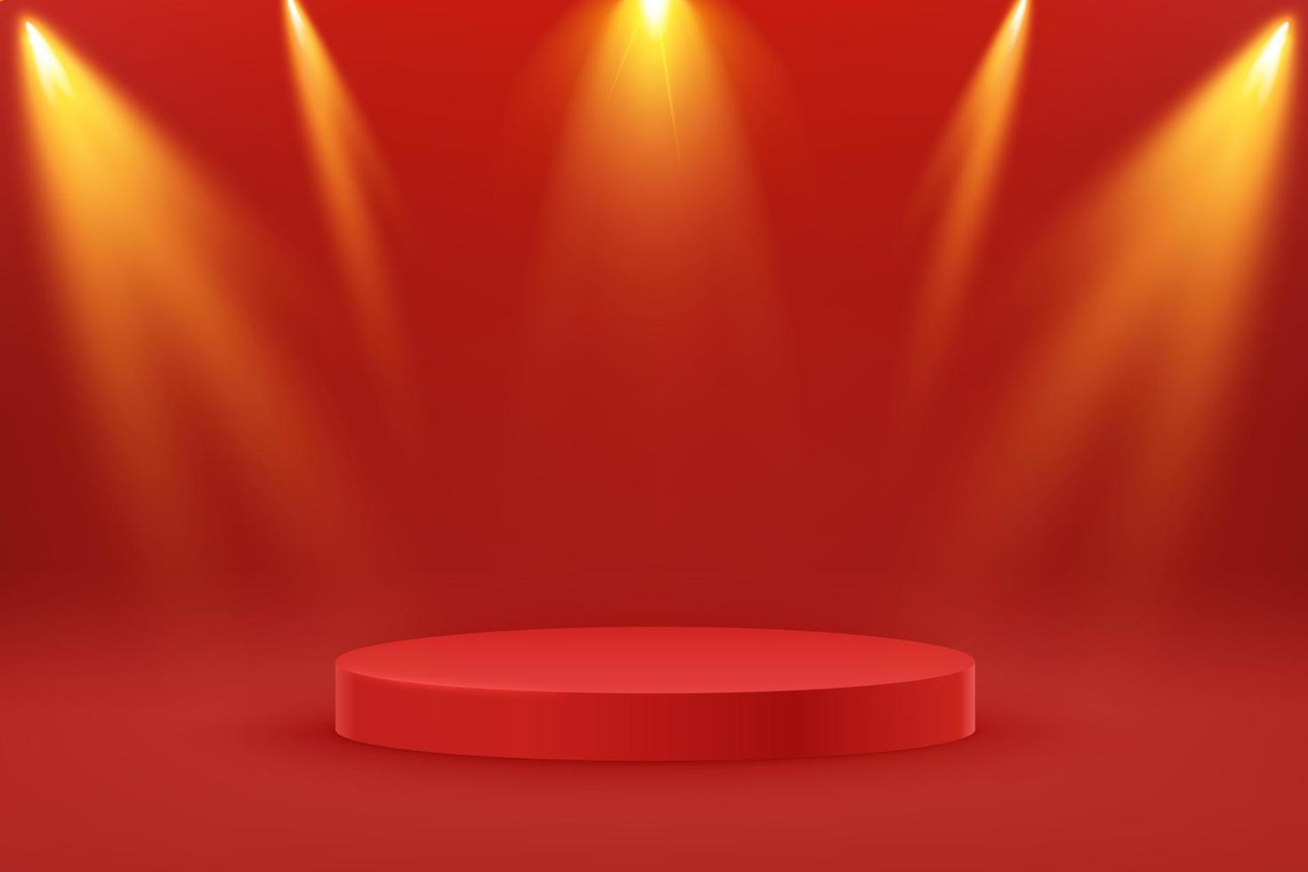 Empty round podium with spotlight. Award ceremony concept.Abstract scene with lights. Geometry shape platform vector