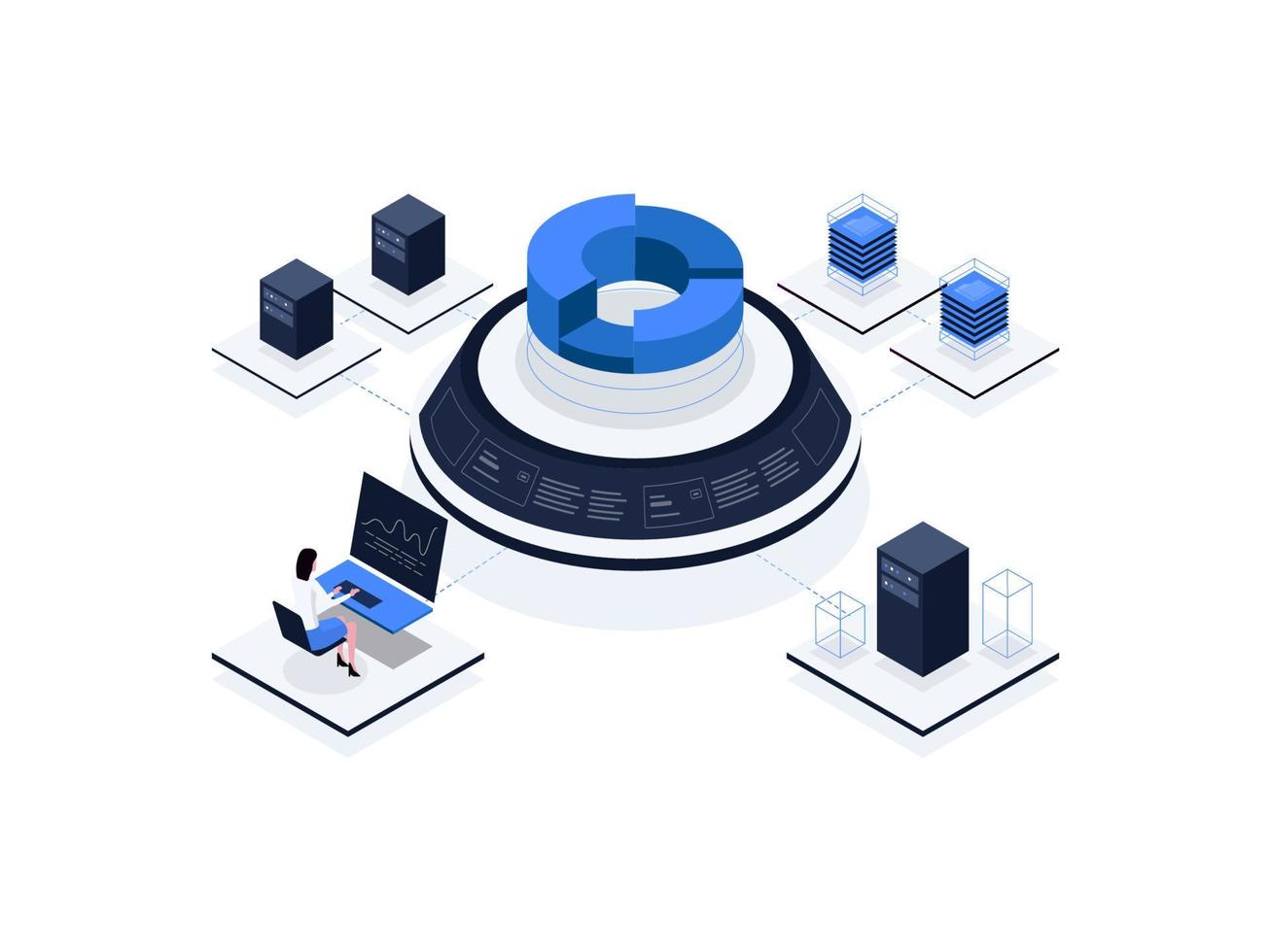 Data analytics Isometric Illustration Flat Color. Suitable for Mobile App, Website, Banner, Diagrams, Presentation, and Other Graphic Assets. vector