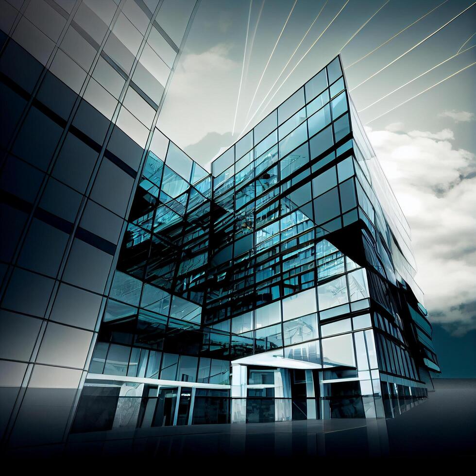 Modern Glass Business Building. photo