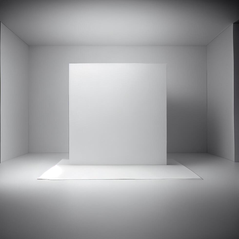 White studio room background with spotlight on. Illustrator photo