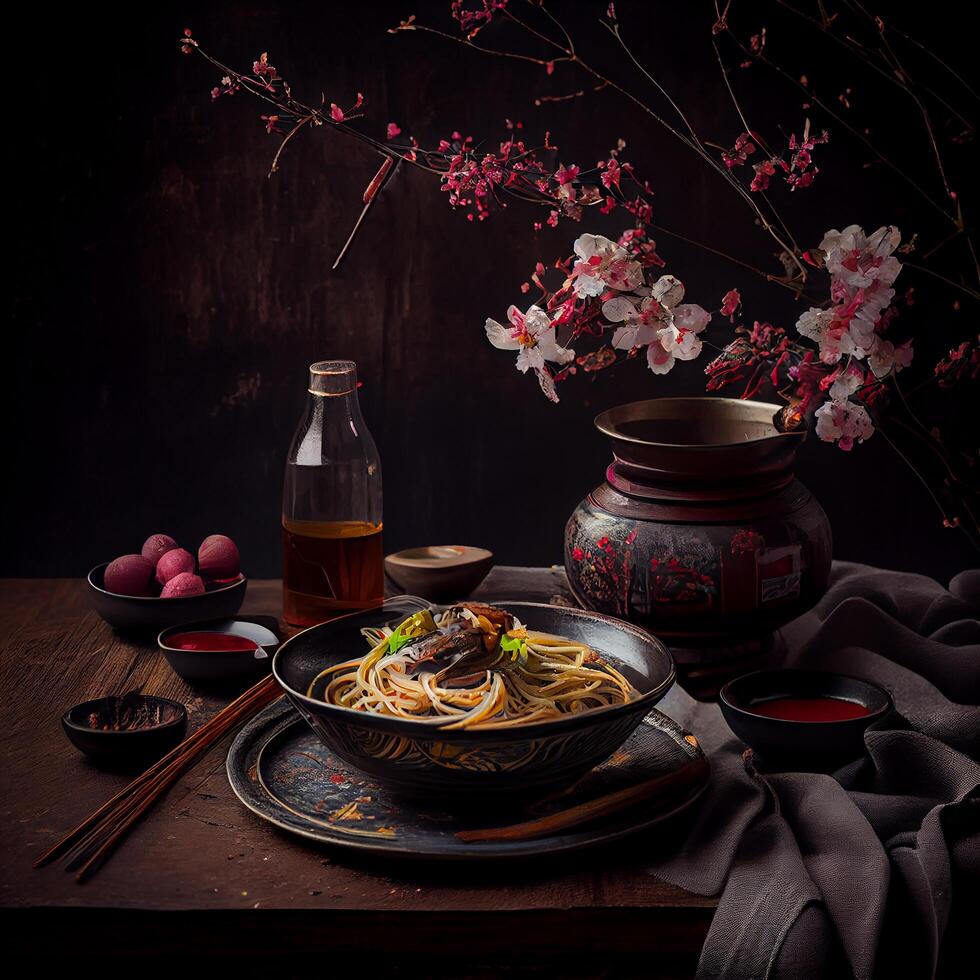 delicious vietnamese traditional lunch. Illustration photo