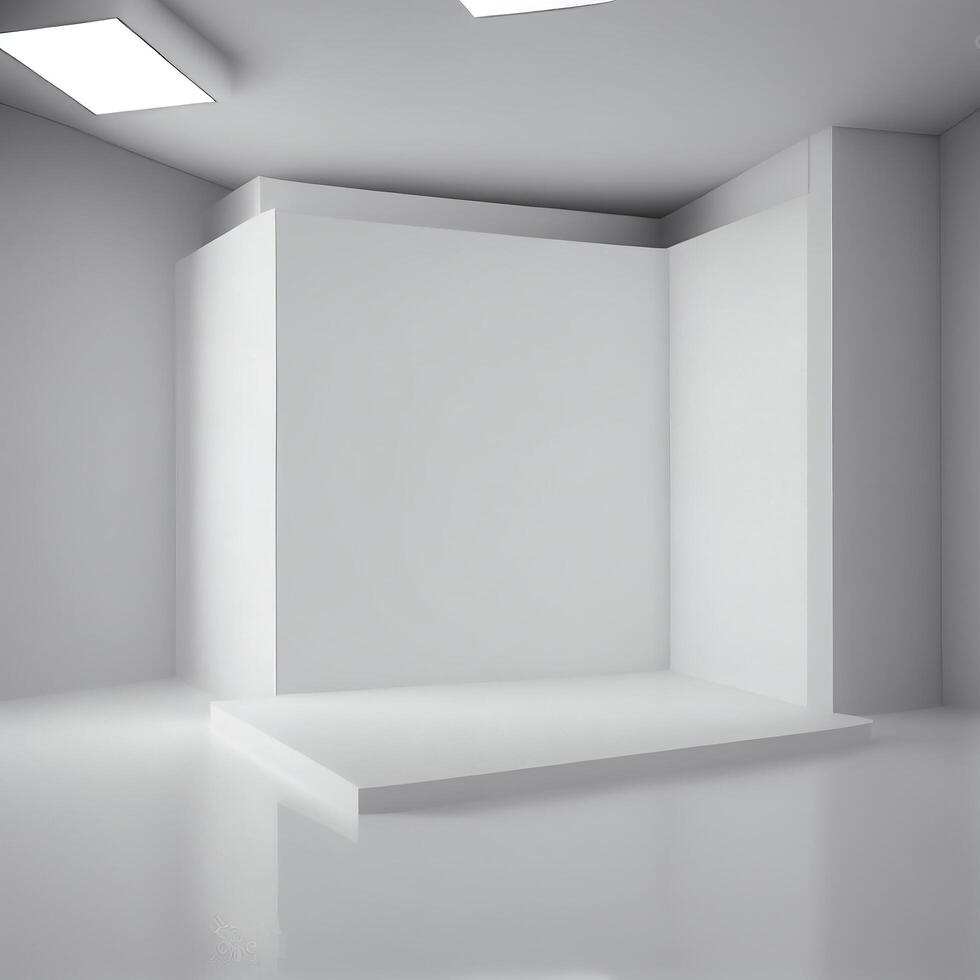 White minimalistic studio room background with spotlight on. Illustrator photo