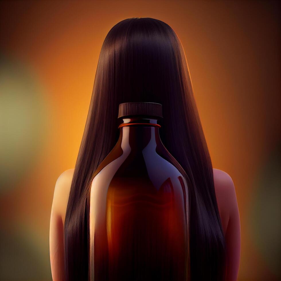 Elegant hair care spray bottle blur background. Illustration photo