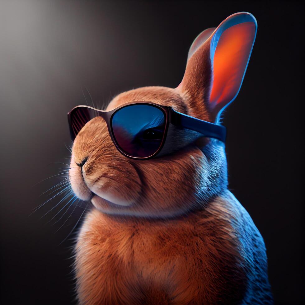 Cool rabbit in sunglasses. Illustration photo