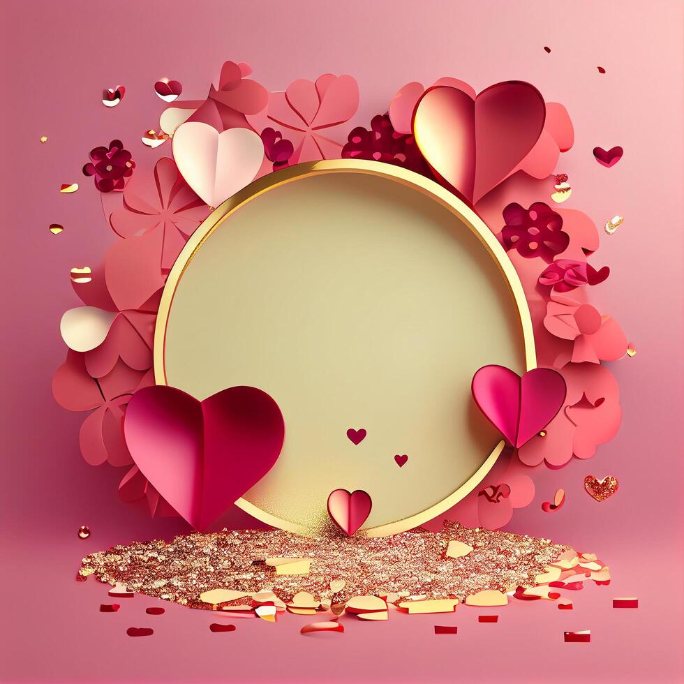 Pink Valentines Day Greeting Card Love Background. Illustration photo