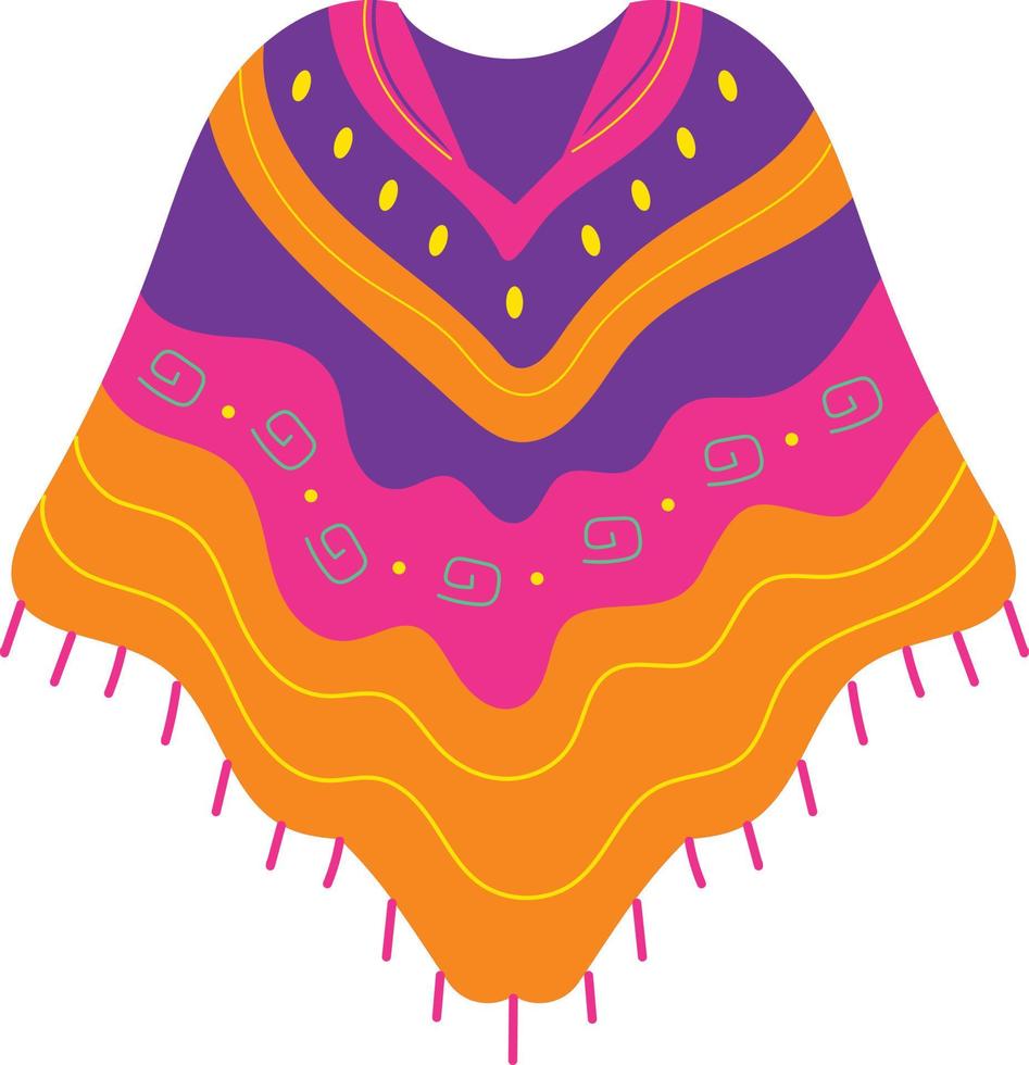 Mexican poncho illustration element vector