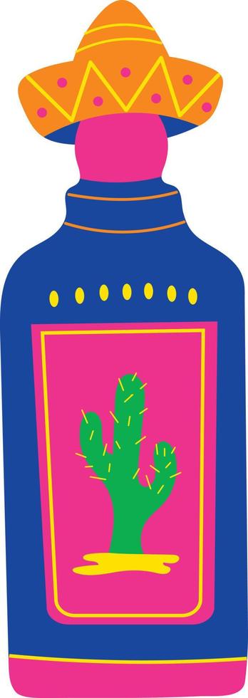 Mexican tequila bottle illustration element vector