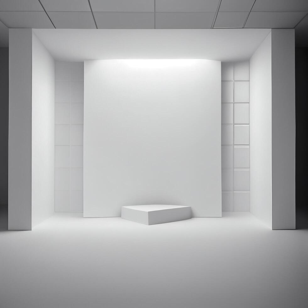 White studio room background with spotlight on. Illustrator photo