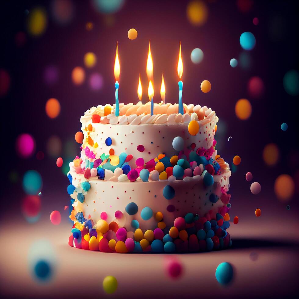 Birthday cake with candles. Illustration photo
