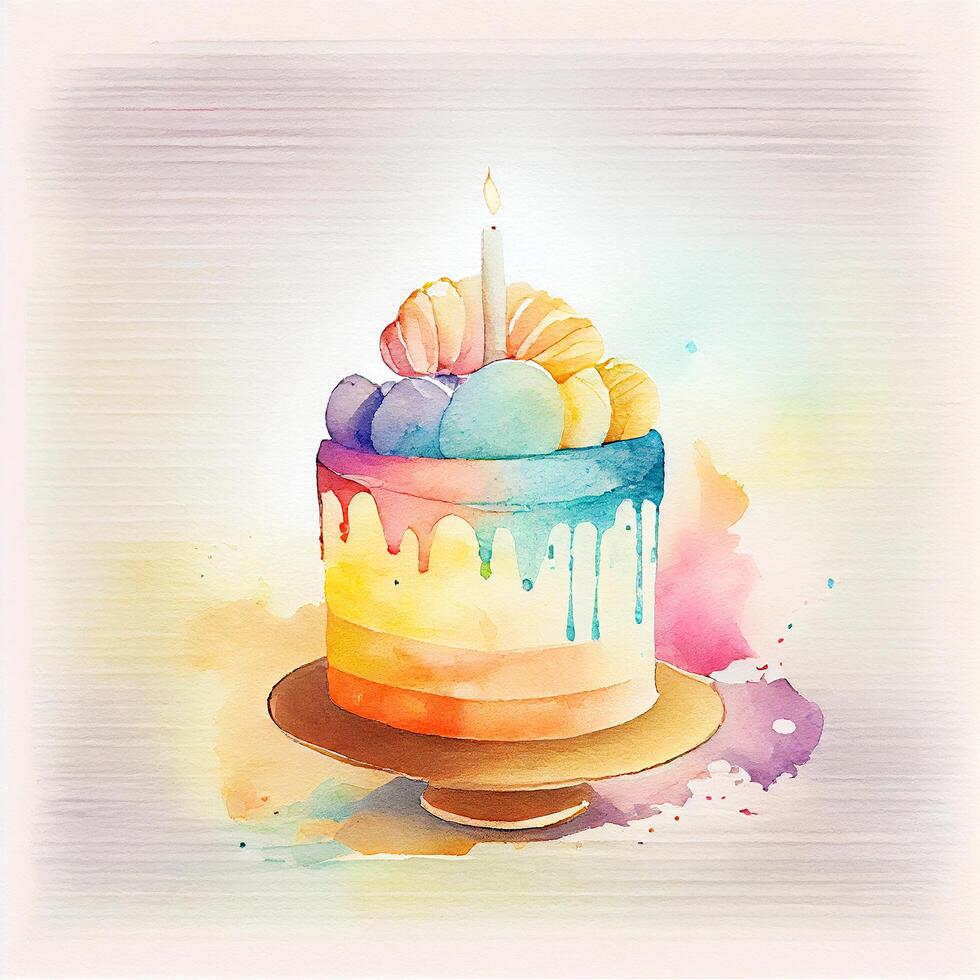 Watercolor copy space realistic childish colorful birthday. Illustration photo