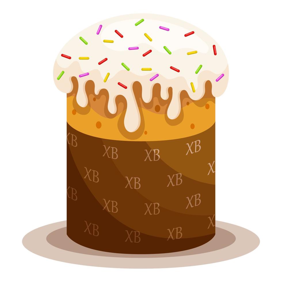 Easter cake decorated with icing. Vector illustration.