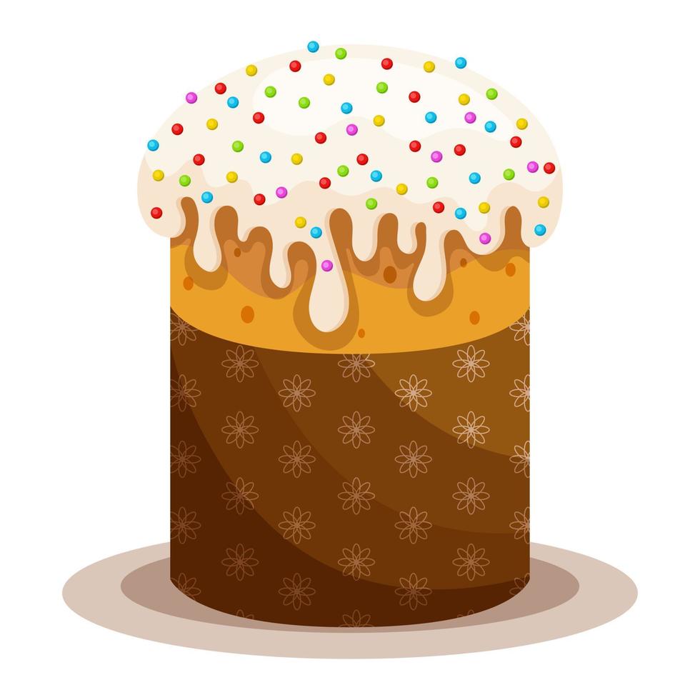 Easter cake decorated with icing. Vector illustration.