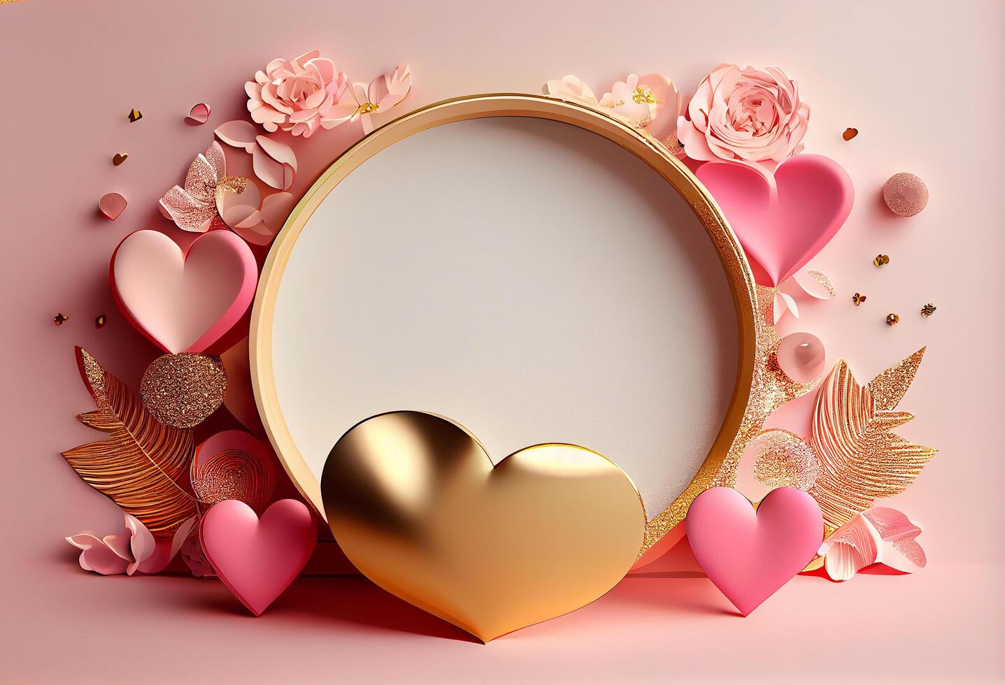 Pink Valentines Day Greeting Card Love Background. Illustration photo