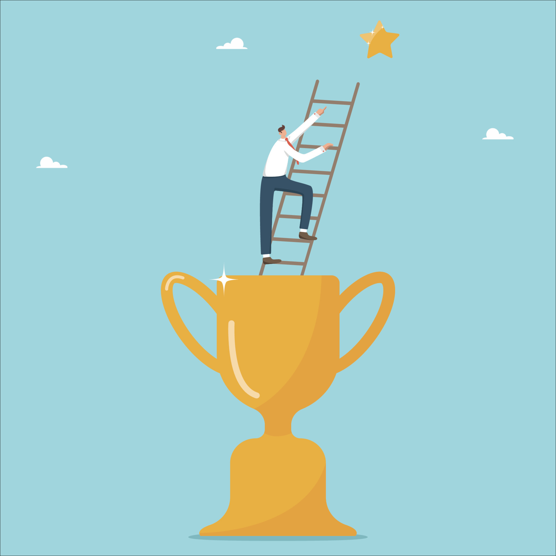 victoria y triunfo en negocio, lograr máximo éxito o carrera