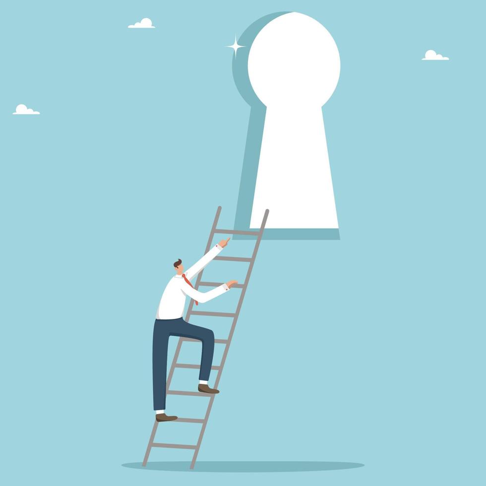Ladder of success, career growth, on the way to new opportunities, find the keys to business development and growth, development of personal potential, secret strategy on the way to improvement. vector
