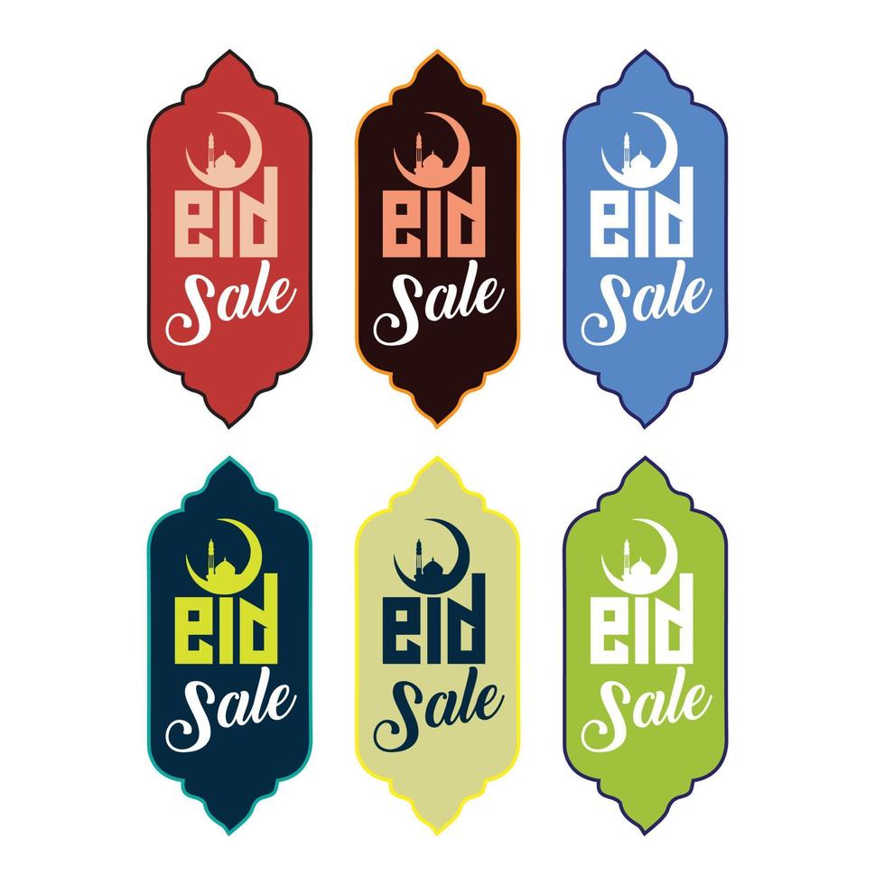 eid rebaja póster diseño con descuento oferta y colgando linternas vistoso vector diseño