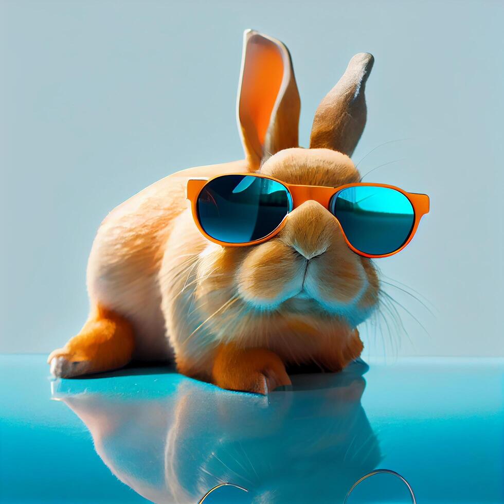 Cool rabbit in sunglasses. Illustration photo