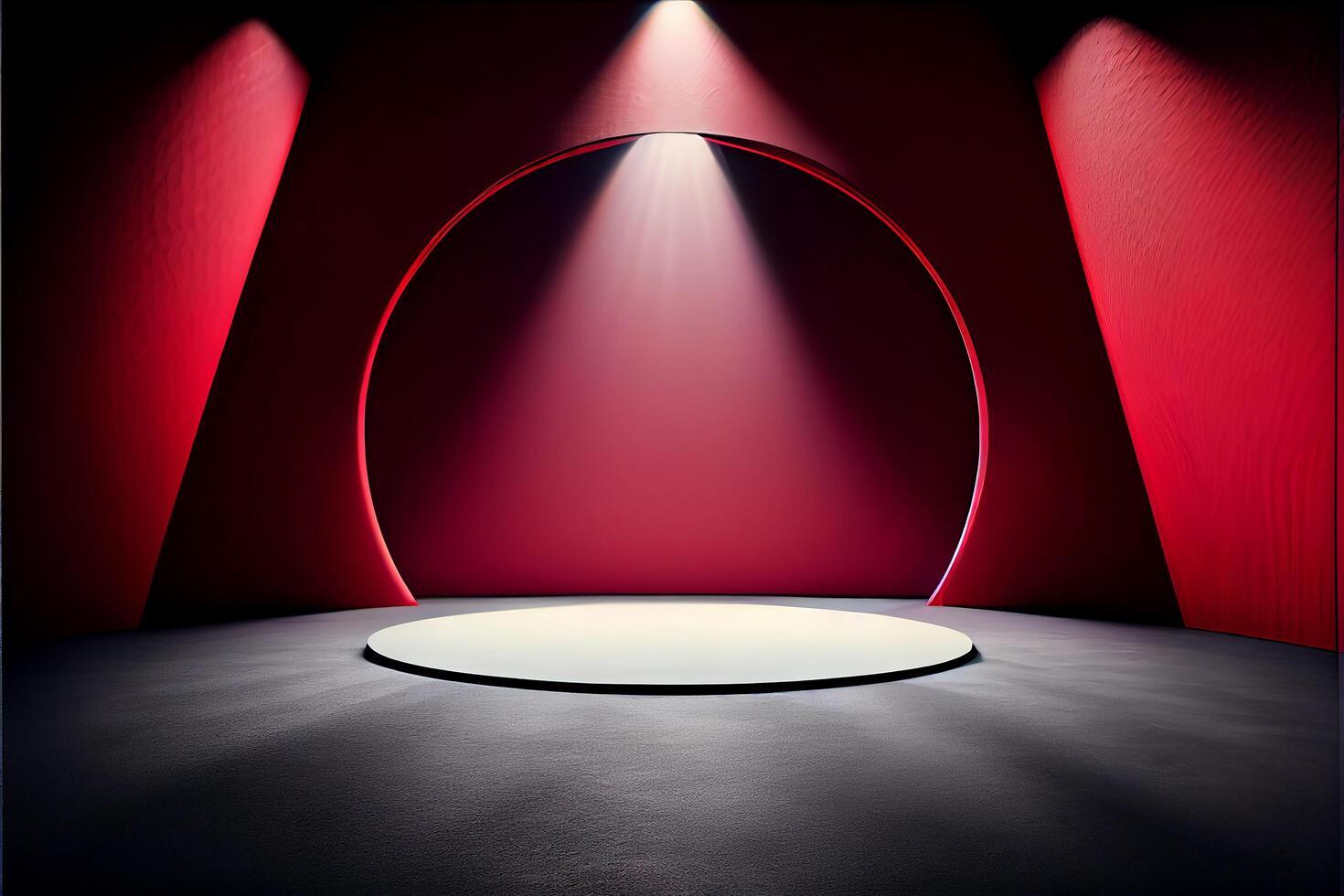 Red studio room background with spotlight on. Illustrator photo