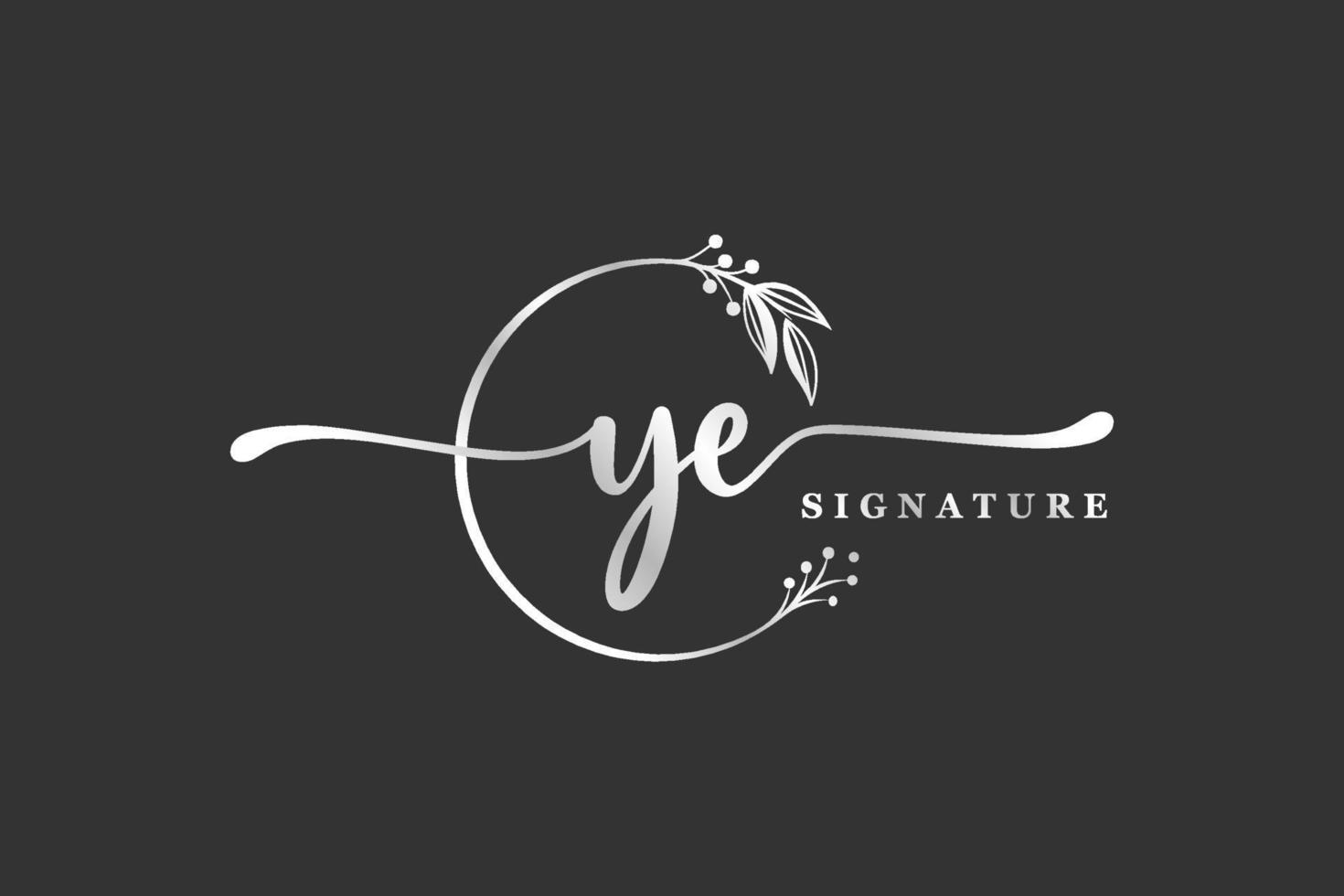 luxury signature initial ye logo design isolated leaf and flower vector