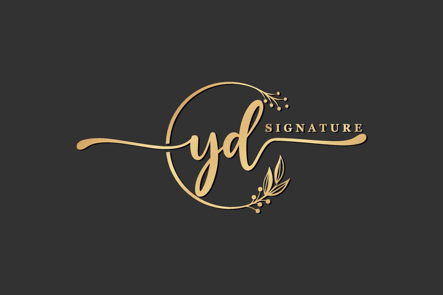 luxury signature initial yd logo design isolated leaf and flower vector