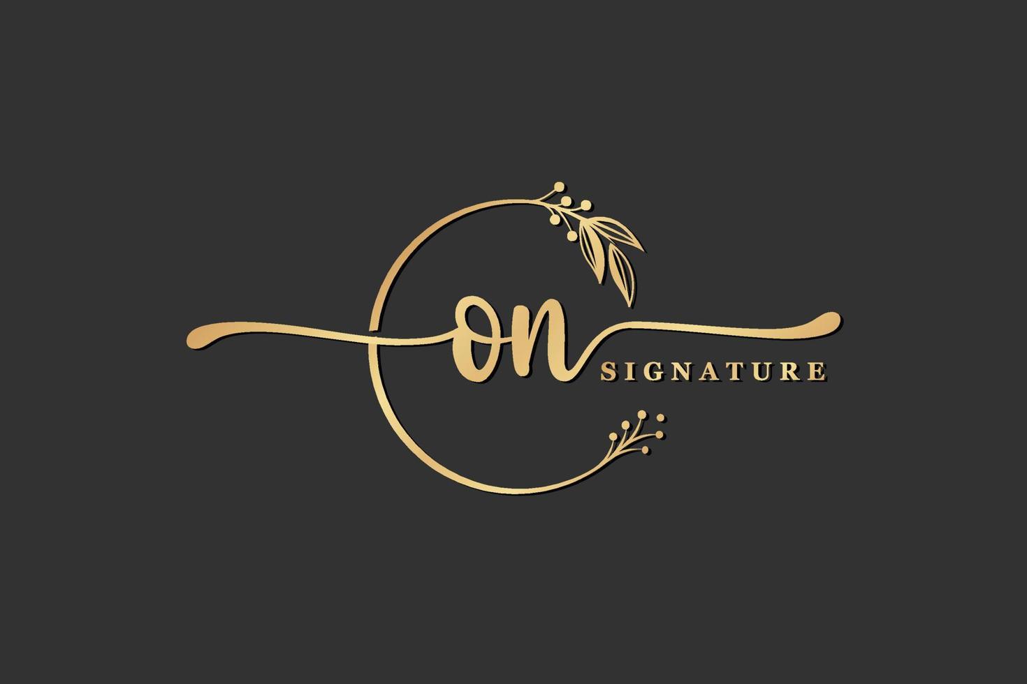 luxury signature initial on logo design isolated leaf and flower vector