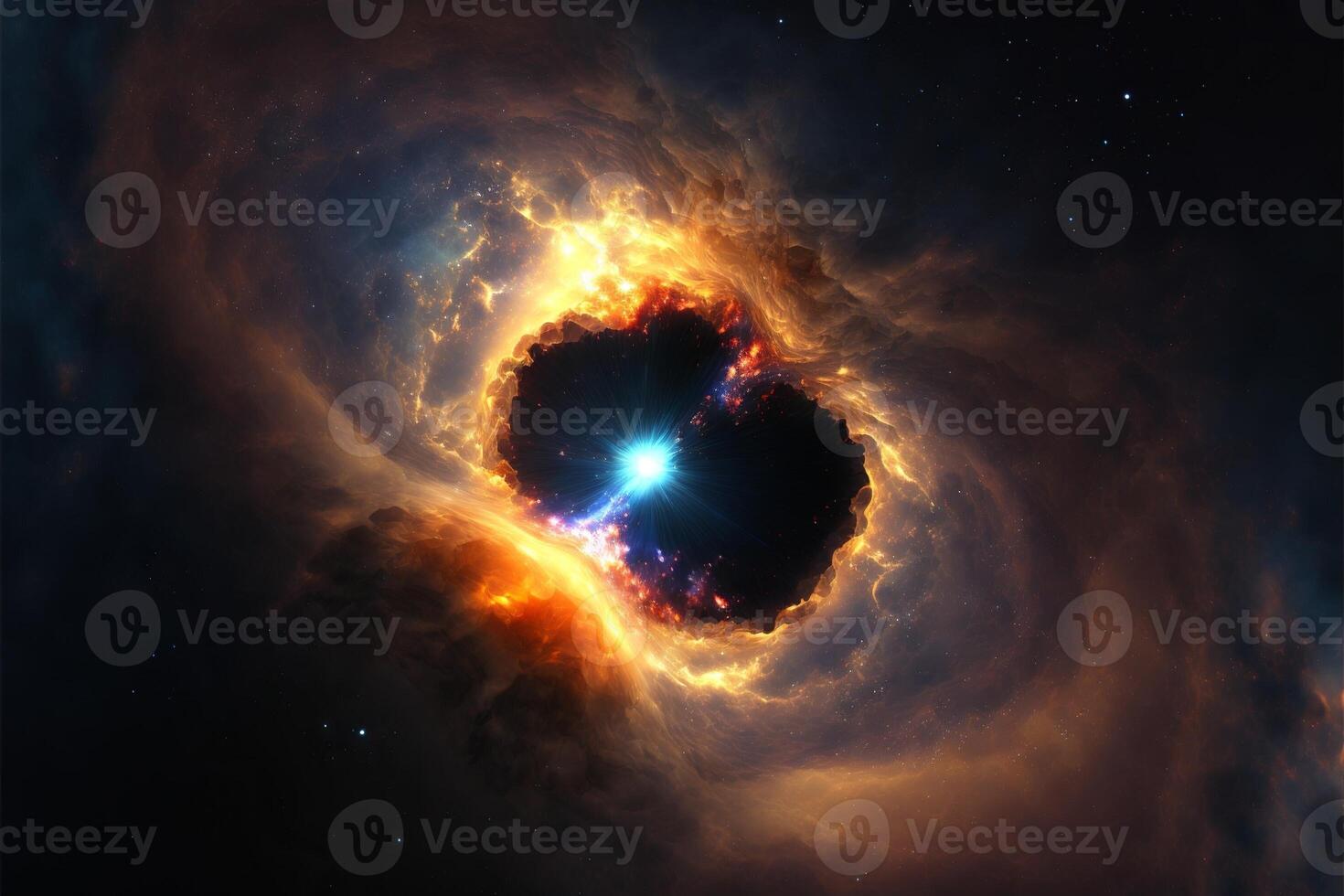 Star in the immensity of space with vibrant colors. photo