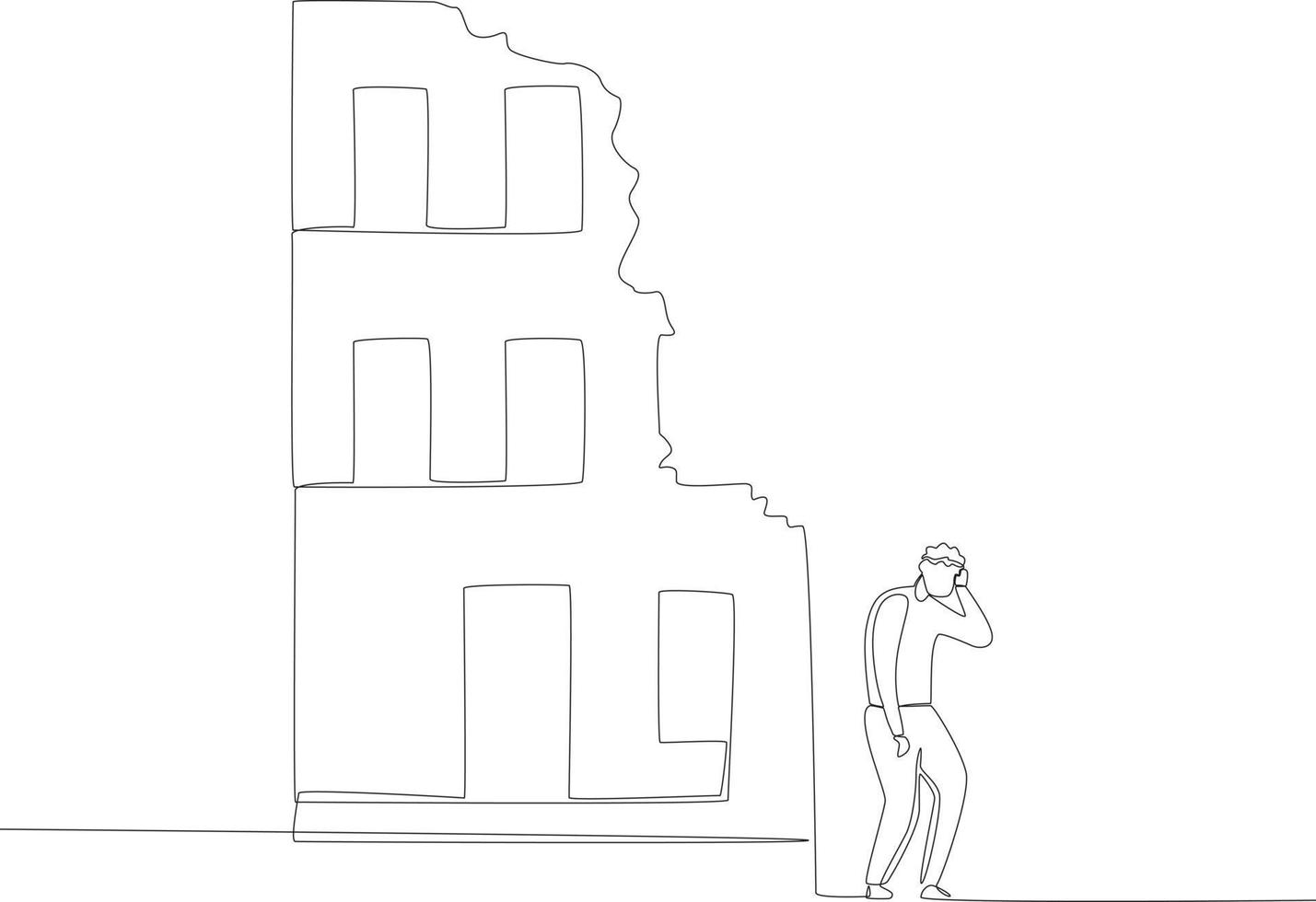 A man managed to get out of the house during the earthquake vector