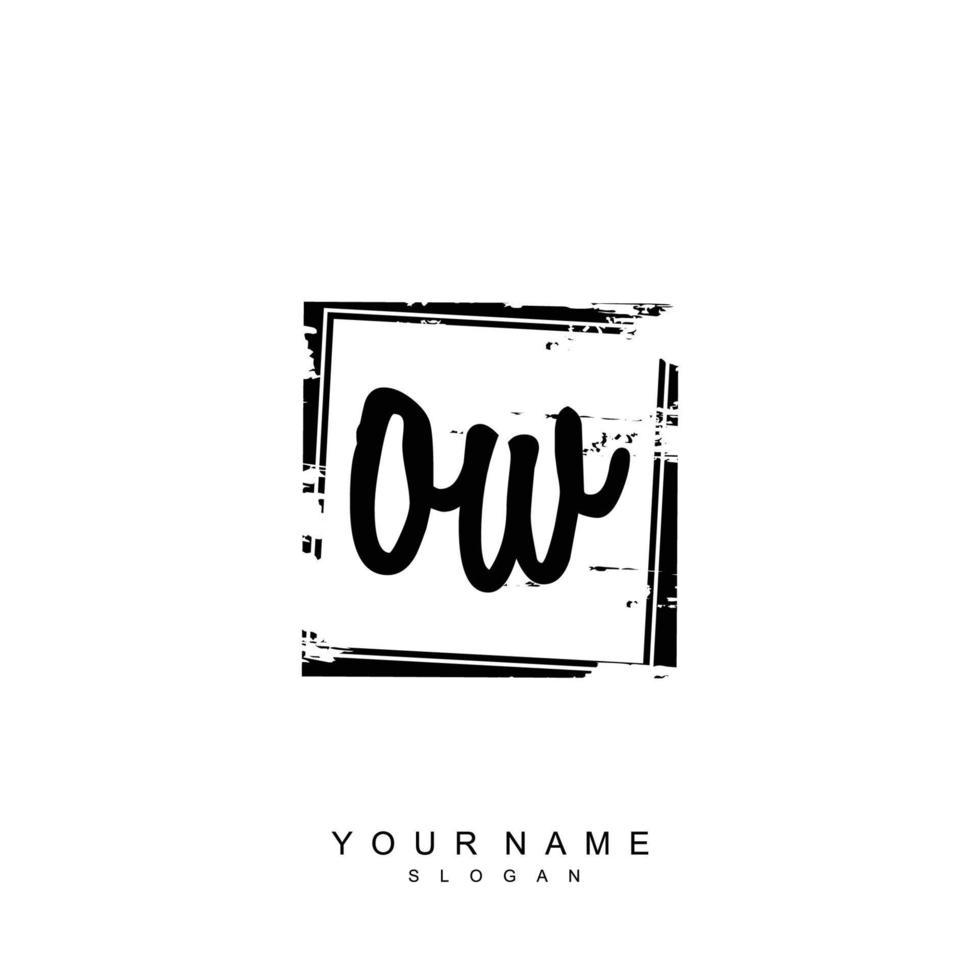 Initial OW Monogram with Grunge Template Design vector