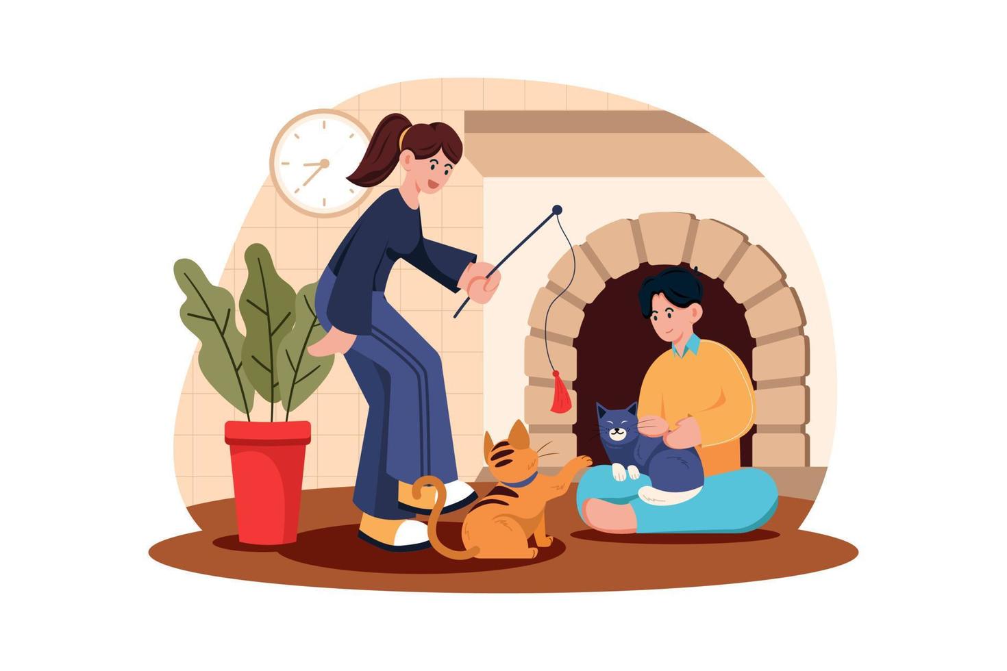 People Spending Time With Pet vector