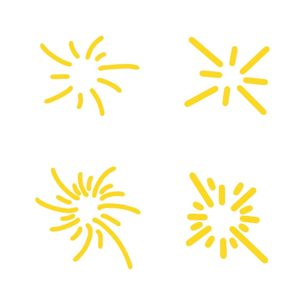 Set of hand drawn sparkle and starburst. Doodle style. vector