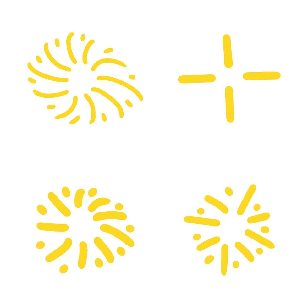 Set of hand drawn sparkle and starburst. Doodle style. vector