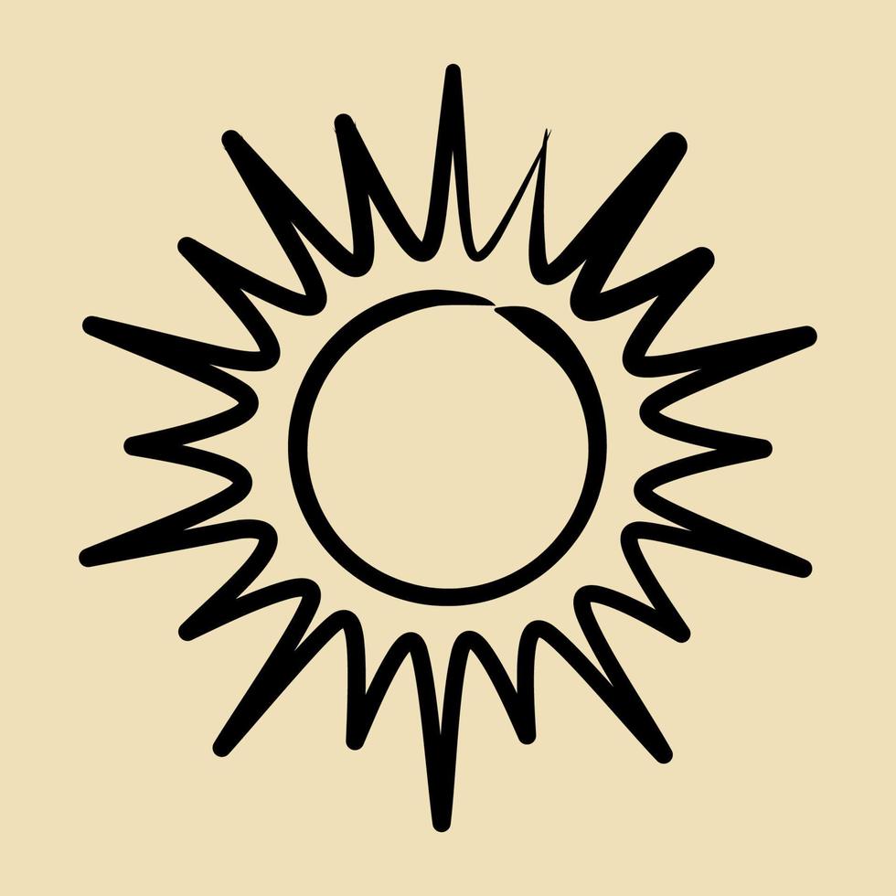 icono soleado. clima elementos símbolo. íconos en mano dibujado estilo. bueno para huellas dactilares, web, teléfono inteligente aplicación, carteles, infografía, logo, firmar, etc. vector