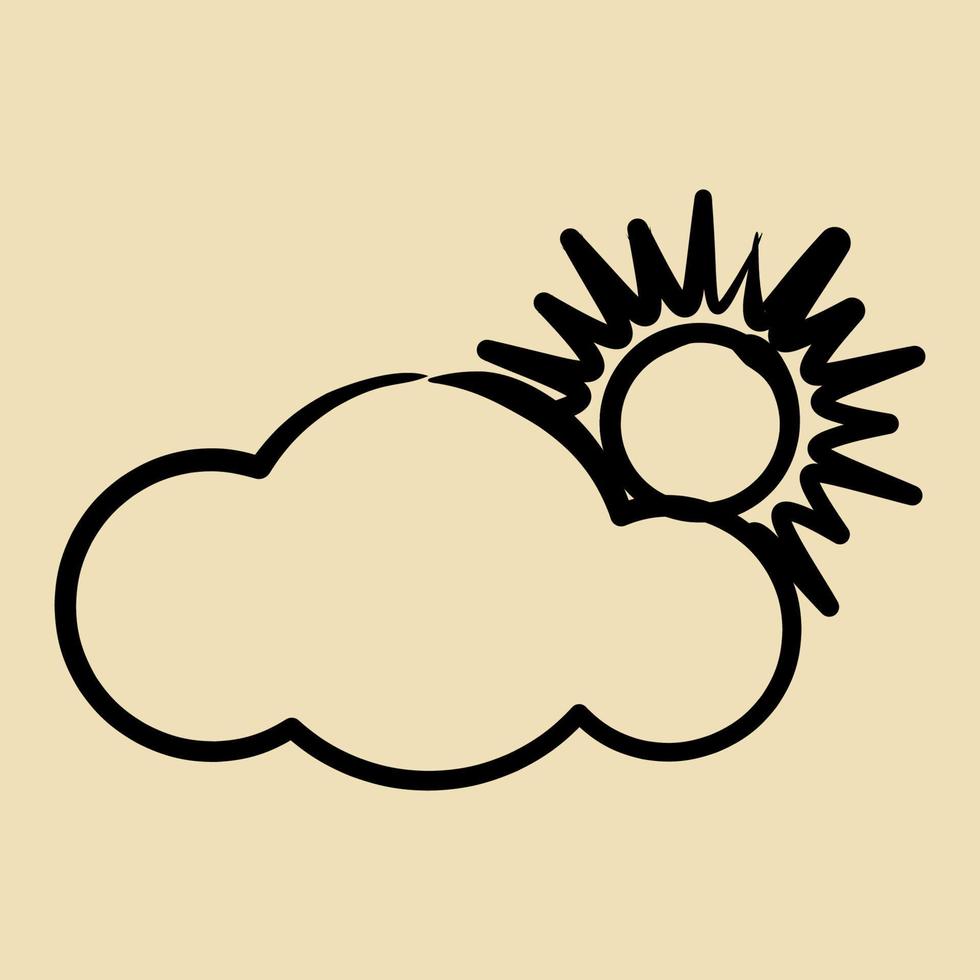 Icon partly cloudy. Weather elements symbol. Icons in hand drawn style. Good for prints, web, smartphone app, posters, infographics, logo, sign, etc. vector