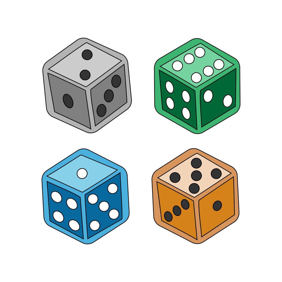 vector ilustración color conjunto de casino dado