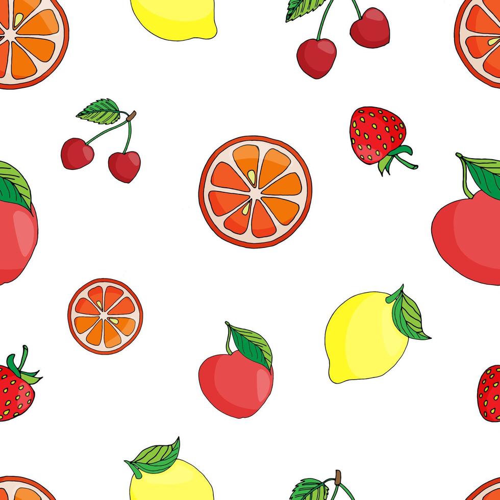 vector ilustración sin costura modelo verano frutas y bayas