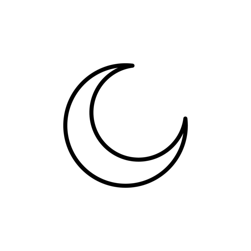 vector illustration of crescent moon icon with outline style. suitable for any purpose.