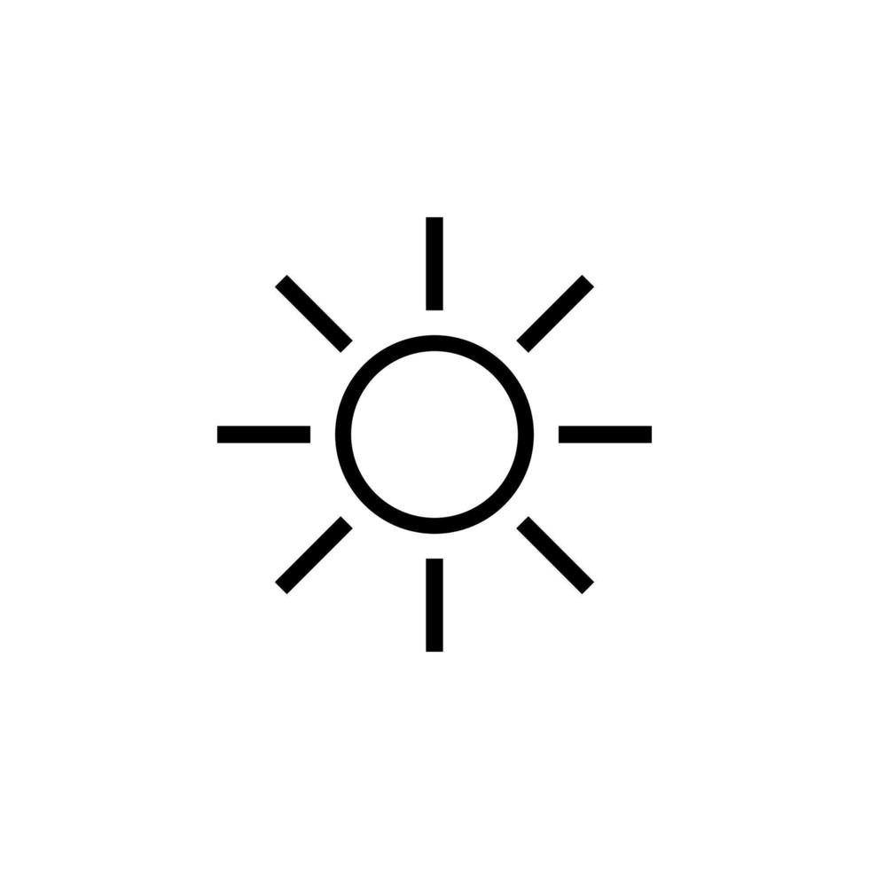 icono de sol de línea para brillo, vector de icono de ajuste de intensidad
