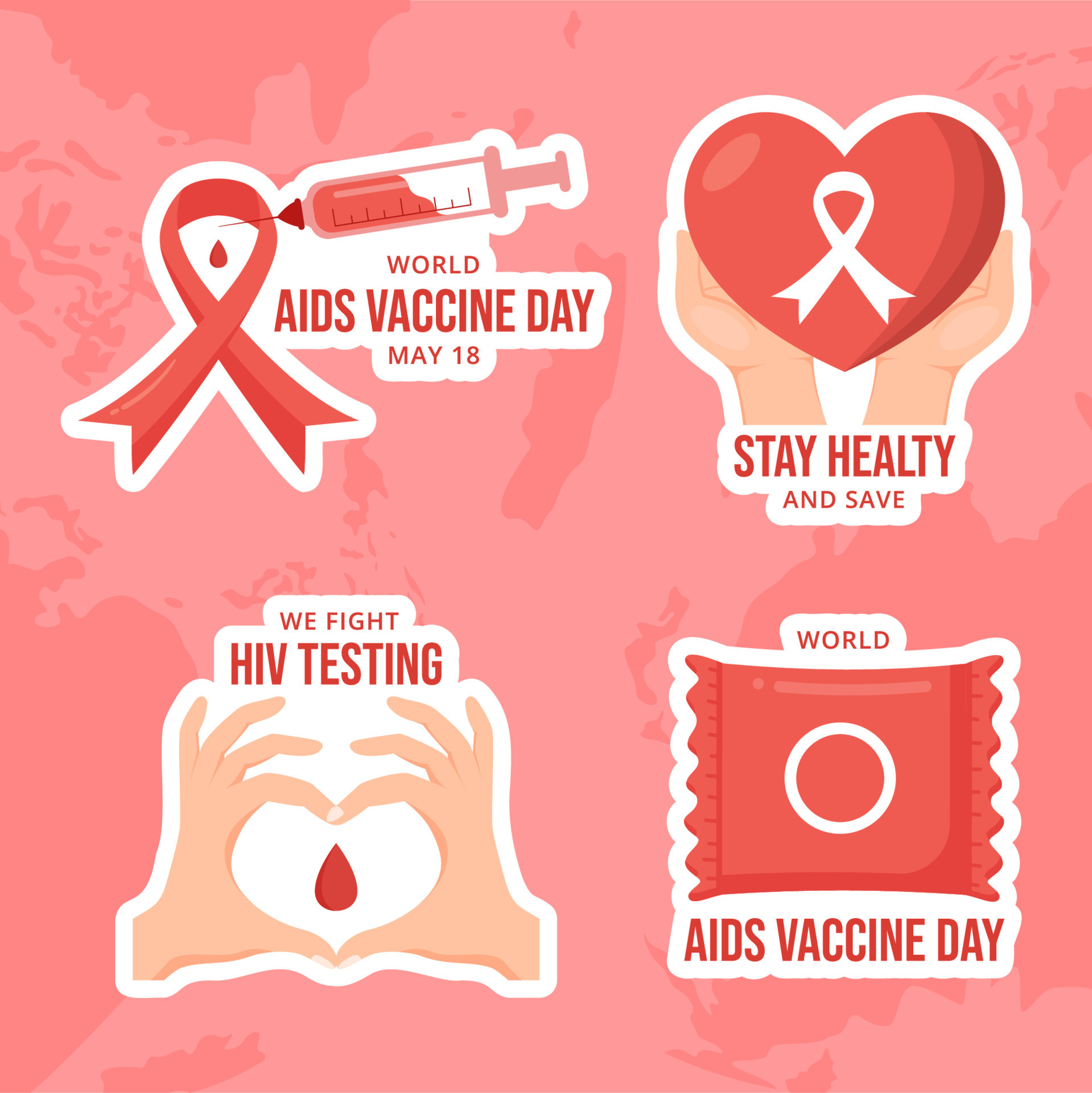 World Aids Vaccine Day Label Flat Cartoon Hand Drawn Templates ...