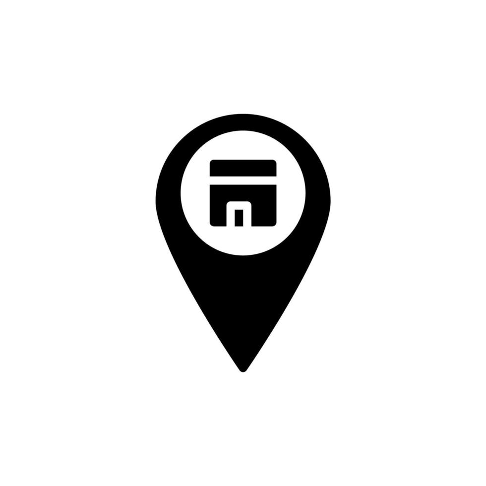 vector illustration of qibla icon with glyph style.