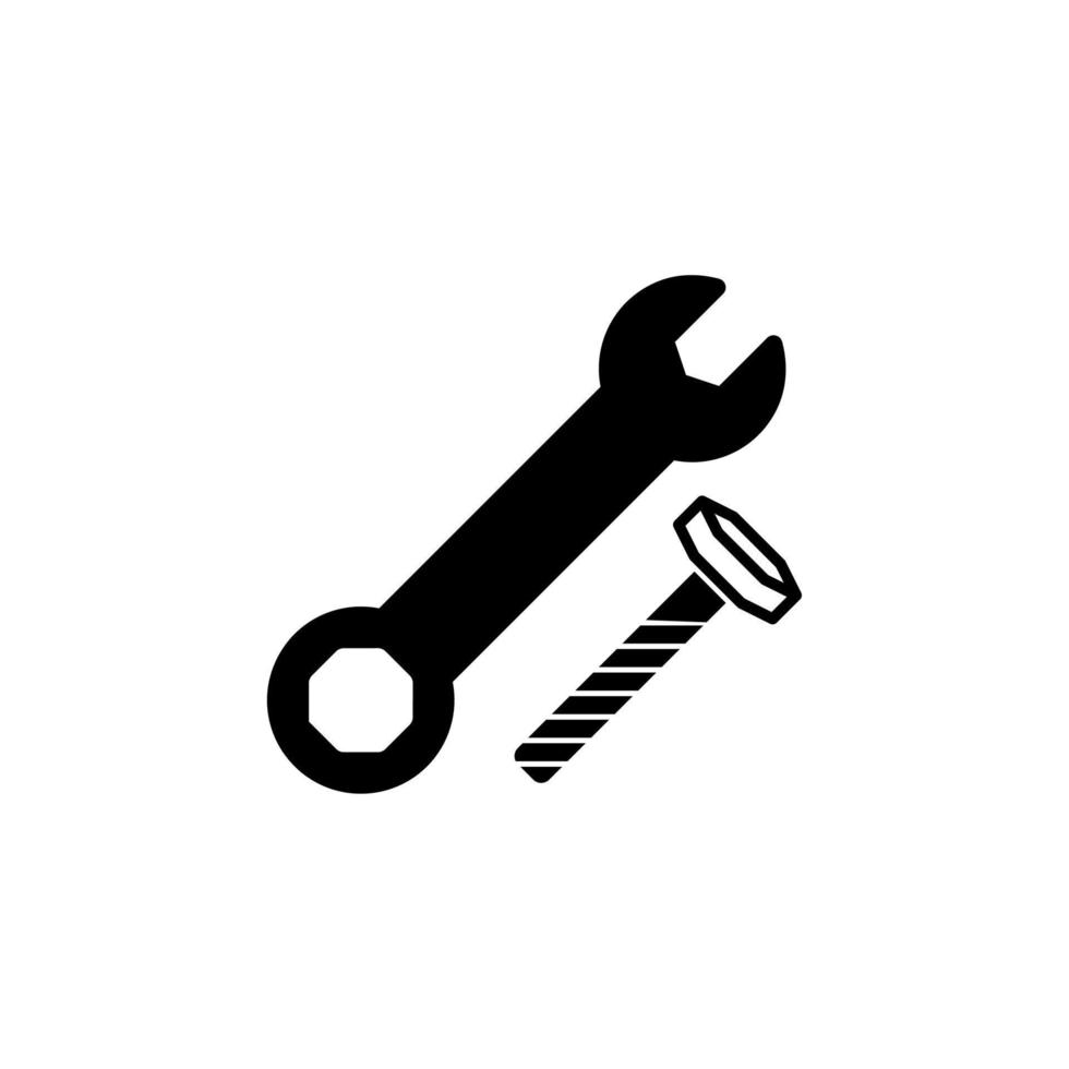 llave inglesa y nuez icono vector ilustración