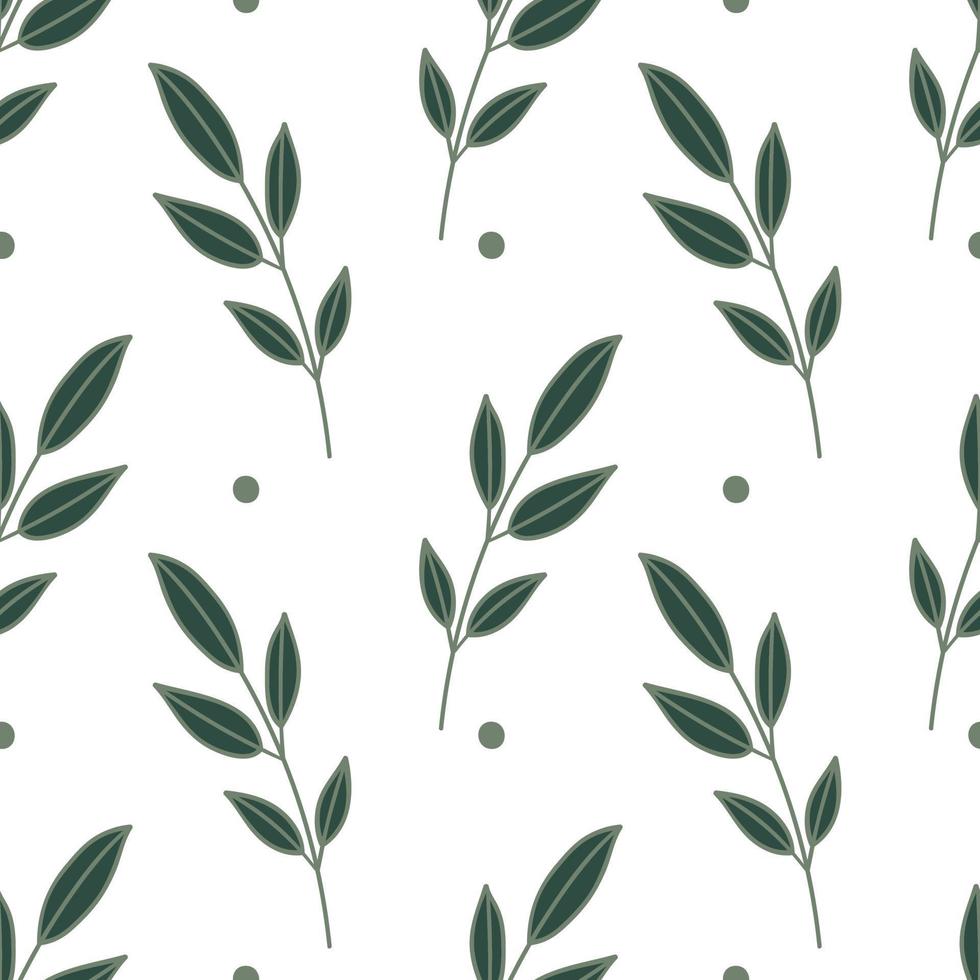 Cute green branches. Minimal winter festival seamless pattern. vector