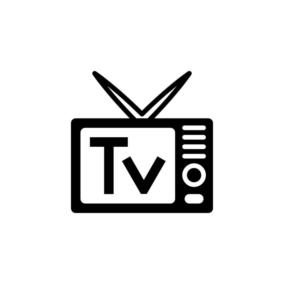Television icon vector with glyph style